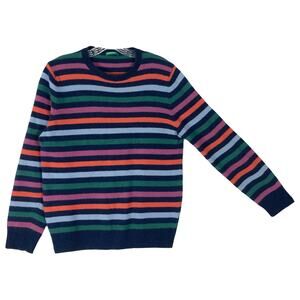 Nwot UNITED COLORS OF BENETTON Sweater M Wool Rainbow-Stripe Crew Long-Sleeve